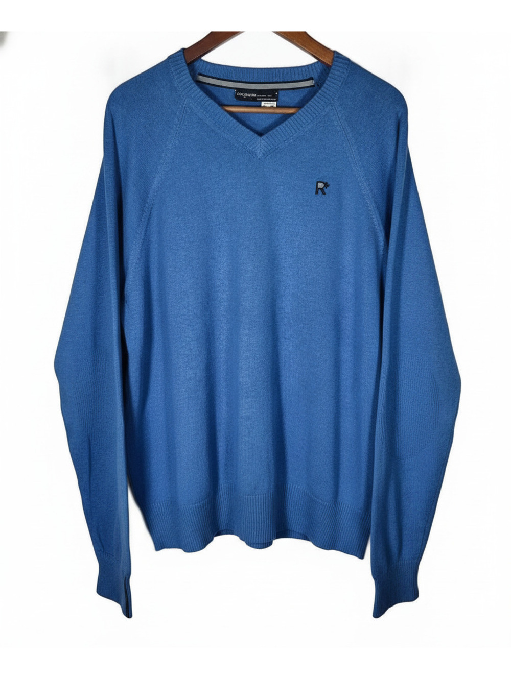 Rocawear Vintage Y2K Blue V-Neck Cotton Knit Sweater Raised Logo Streetwear 2XL